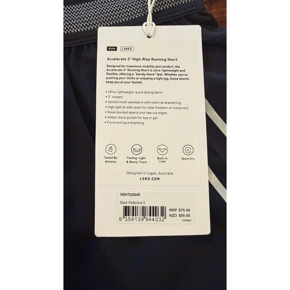 LSKD Accelerate 3" High-Rise Running Shorts Black Reflective Women Small NEW NWT - Picture 3 of 16